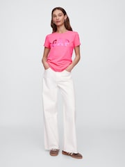 Gap Bright Pink Logo Short Sleeve Crew Neck T-Shirt - Image 3 of 4