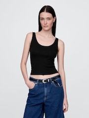 Gap Black Modern Cotton-Modal Scoop Neck Cropped Vest - Image 1 of 5