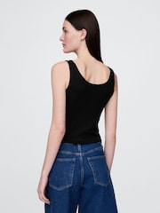 Gap Black Modern Cotton-Modal Scoop Neck Cropped Vest - Image 2 of 5