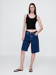 Gap Black Modern Cotton-Modal Scoop Neck Cropped Vest - Image 3 of 5
