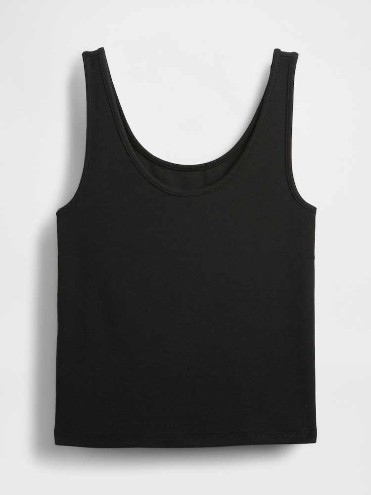 Gap Black Modern Cotton-Modal Scoop Neck Cropped Vest - Image 5 of 5