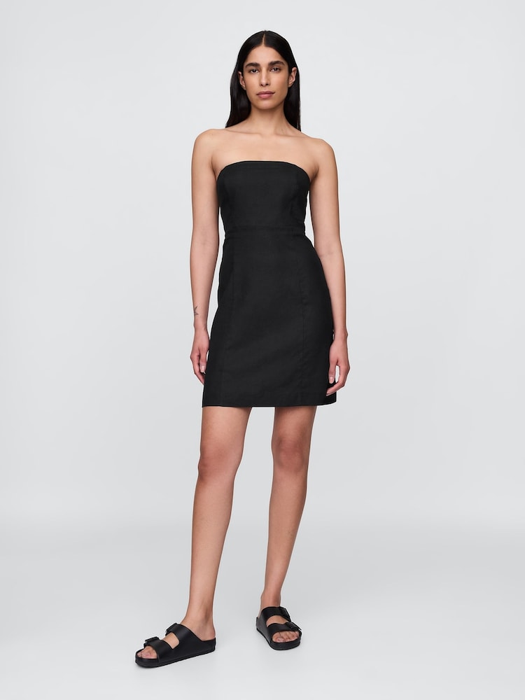 Gap Black Linen-Blend A-Line Mini Dress - Image 1 of 3