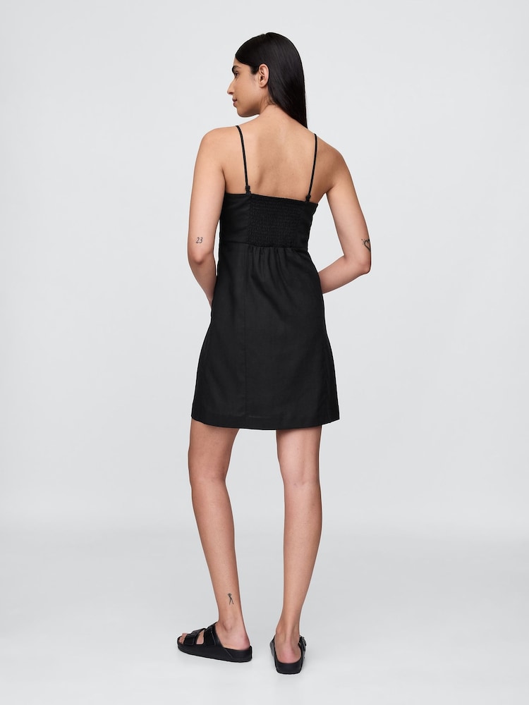 Gap Black Linen-Blend A-Line Mini Dress - Image 2 of 3