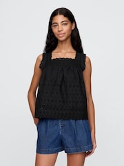 Negro - Gap DÔEN Eyelet Sleeveless Top - Imagen 1 de 6