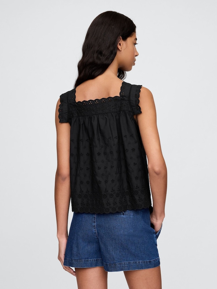 Negro - Gap DÔEN Eyelet Sleeveless Top - Imagen 2 de 6