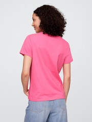 Темно-розовый - Хлопковая футболка с короткими рукавами Gap Favourite - Изображение 2 из 5