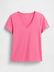 Темно-розовый - Хлопковая футболка с короткими рукавами Gap Favourite - Изображение 5 из 5