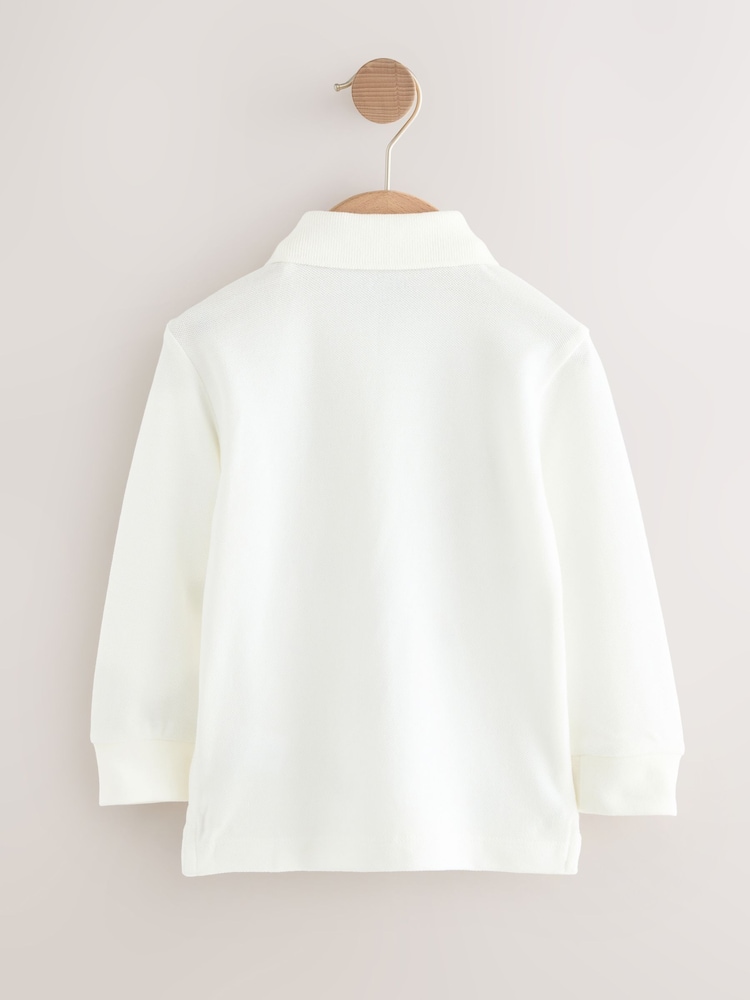 White Digger All-Over Embroidered Long Sleeve Polo Shirt (3mths-7yrs) - Image 2 of 4