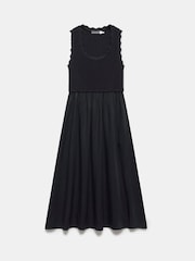Mint Velvet Black Scallop Trim Midi Dress - Image 6 of 7