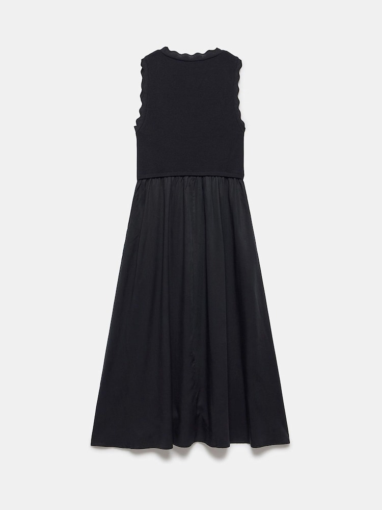 Mint Velvet Black Scallop Trim Midi Dress - Image 7 of 7