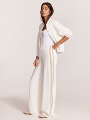 Mint Velvet White Side Stripe Wide Trousers - Image 1 of 8