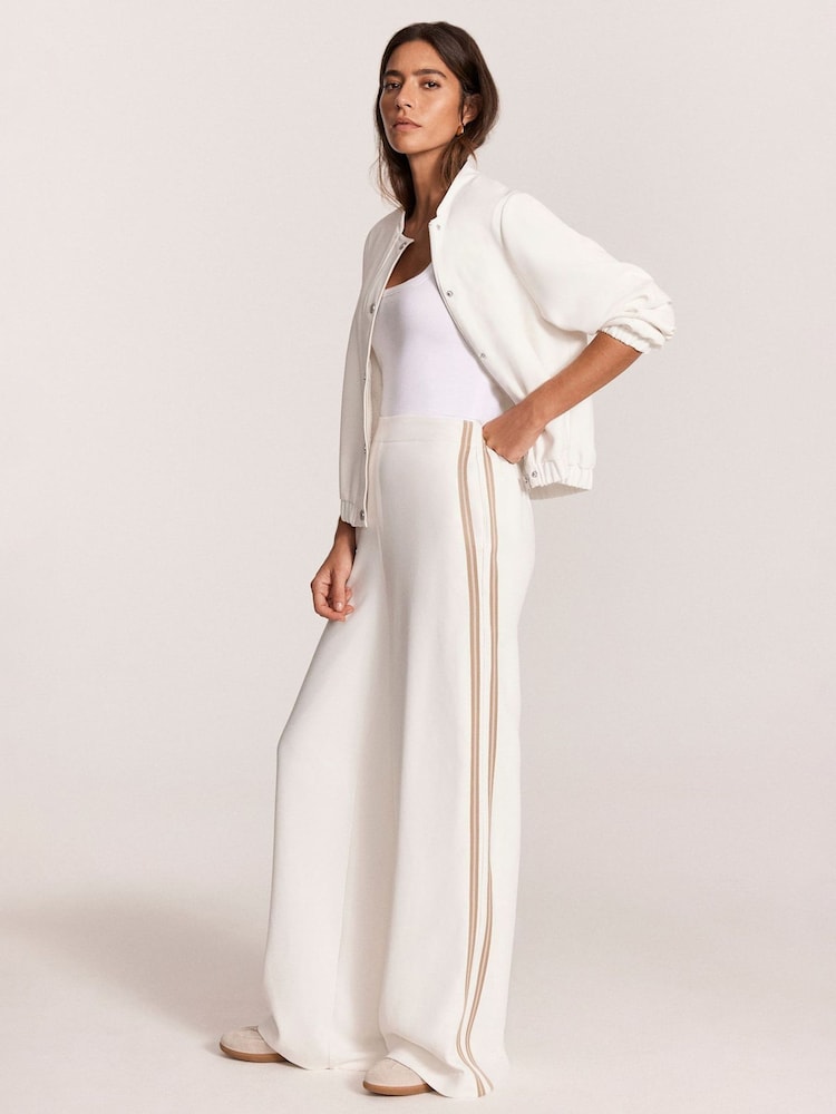 Mint Velvet White Side Stripe Wide Trousers - Image 1 of 8