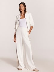 Mint Velvet White Side Stripe Wide Trousers - Image 4 of 8