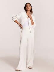 Mint Velvet White Side Stripe Wide Trousers - Image 5 of 8