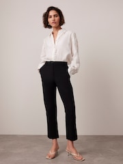 Mint Velvet Black Cropped Tapered Trousers - Image 1 of 7