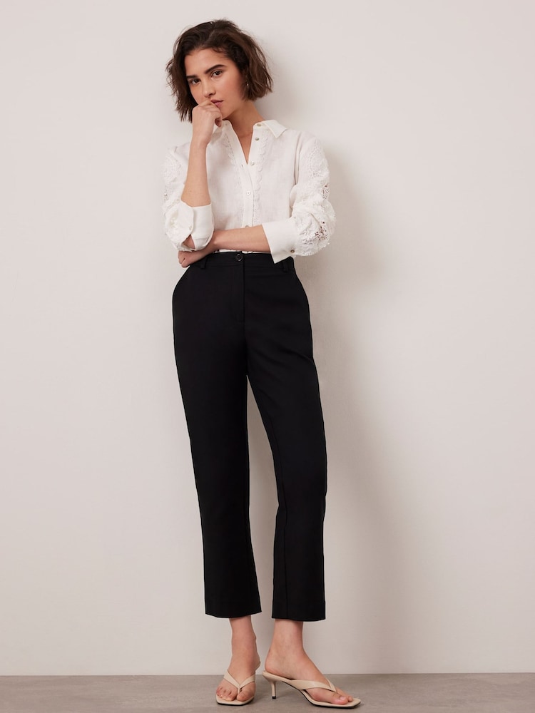 Mint Velvet Black Cropped Tapered Trousers - Image 2 of 7