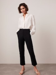 Mint Velvet Black Cropped Tapered Trousers - Image 3 of 7