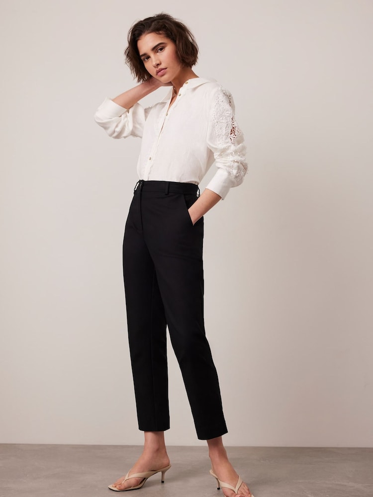 Buy Mint Velvet Black Cropped Tapered Trousers from the Next UK