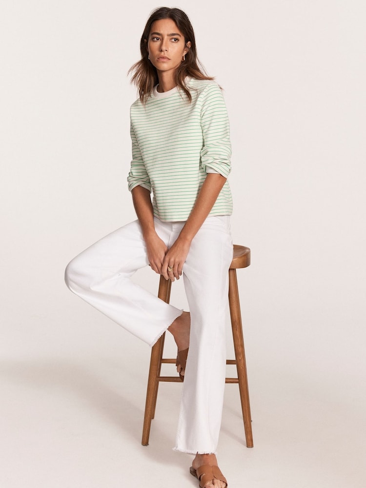 Mint Velvet Green Textured Striped Sweatshirt - Image 2 of 8