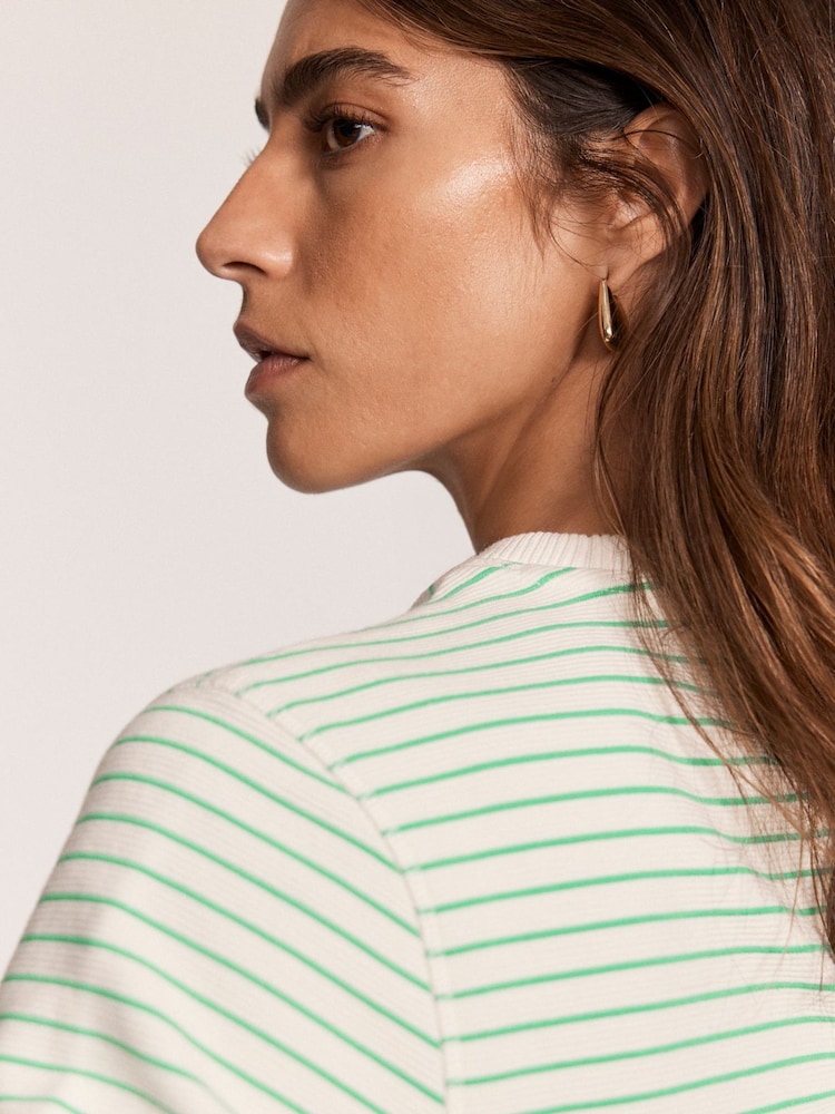 Mint Velvet Green Textured Striped Sweatshirt - Image 3 of 8