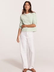 Mint Velvet Green Textured Striped Sweatshirt - Image 4 of 8