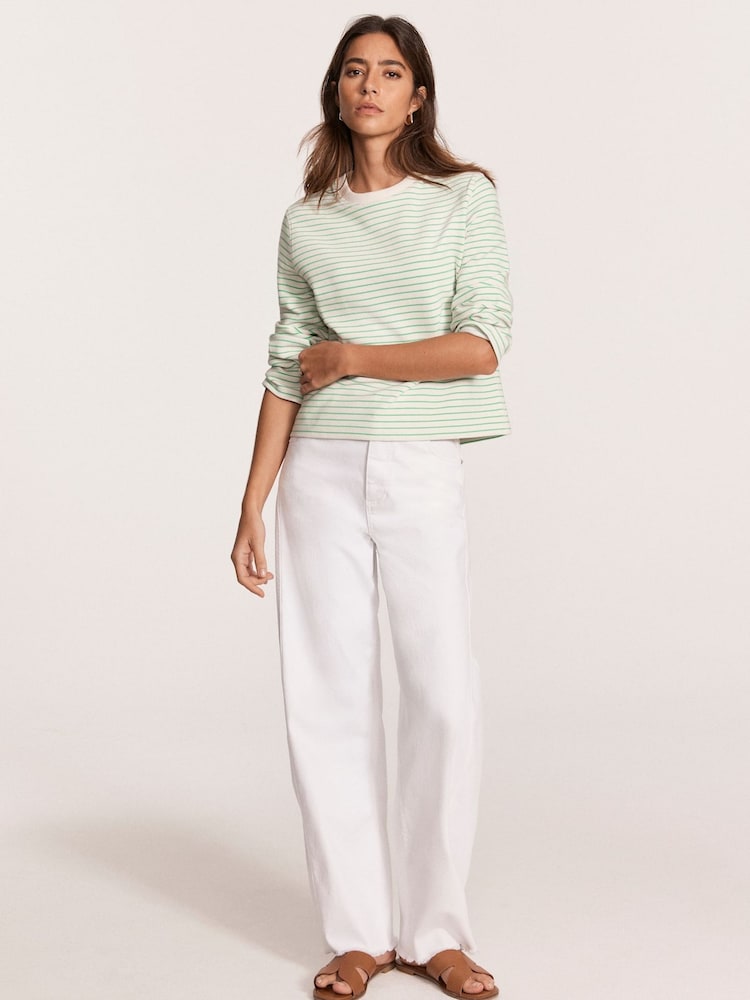 Mint Velvet Green Textured Striped Sweatshirt - Image 4 of 8