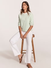 Mint Velvet Green Textured Striped Sweatshirt - Image 5 of 8