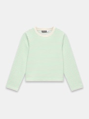 Mint Velvet Green Textured Striped Sweatshirt - Image 6 of 8