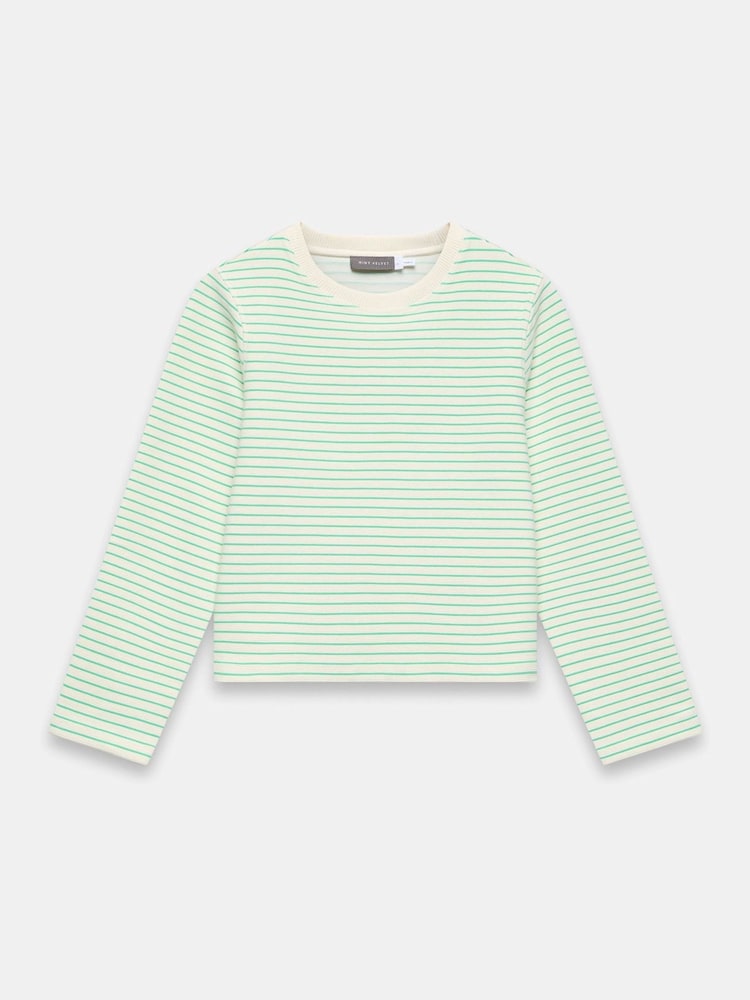 Mint Velvet Green Textured Striped Sweatshirt - Image 6 of 8