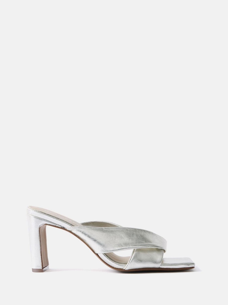 Mint Velvet Silver Cally Metallic Leather Sandals - Image 2 of 5