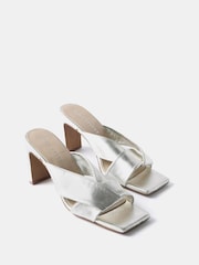 Mint Velvet Silver Cally Metallic Leather Sandals - Image 3 of 5