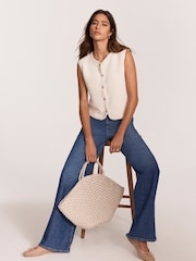 Mint Velvet White Ribbed Button Waistcoat - Image 2 of 8