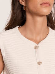 Mint Velvet White Ribbed Button Waistcoat - Image 3 of 8