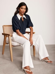 Mint Velvet Blue Contrast Collar Blouses - Image 2 of 8