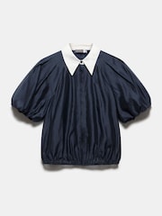 Mint Velvet Blue Contrast Collar Blouses - Image 6 of 8