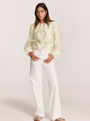 Mint Velvet Yellow Print Cropped Top - Image 2 of 8