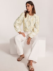 Mint Velvet Yellow Print Cropped Top - Image 3 of 8