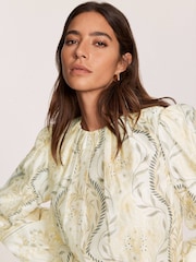 Mint Velvet Yellow Print Cropped Top - Image 4 of 8