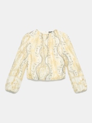 Mint Velvet Yellow Print Cropped Top - Image 7 of 8