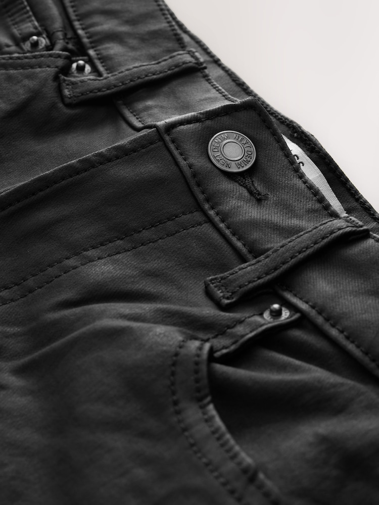 Black Hourglass Coated Denim Bootcut Jeans - Image 2 of 3 Black Hourglass Coated Denim Bootcut Jeans - Image 2 of 3