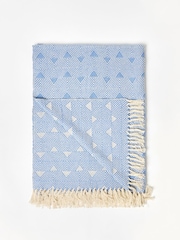Oliver Bonas Blue Niru Woven Geometric Throw - Image 3 of 4