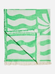 Oliver Bonas Green Azure Palm Tile Jacquard Throw - Image 1 of 5
