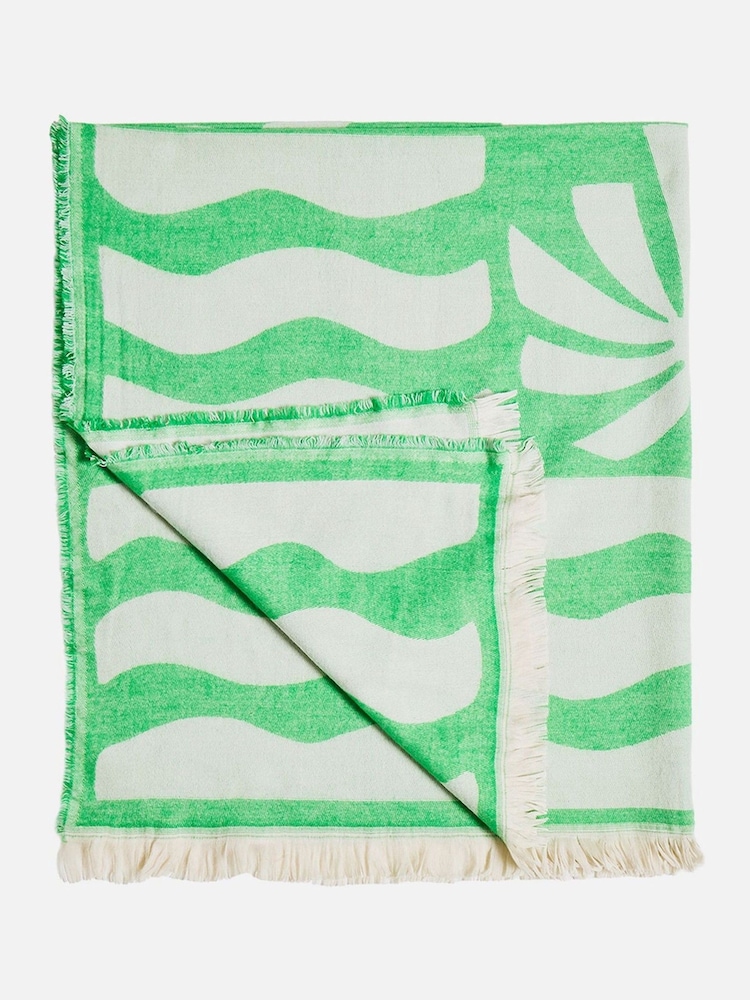 Oliver Bonas Green Azure Palm Tile Jacquard Throw - Image 1 of 5