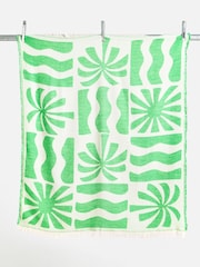 Oliver Bonas Green Azure Palm Tile Jacquard Throw - Image 5 of 5
