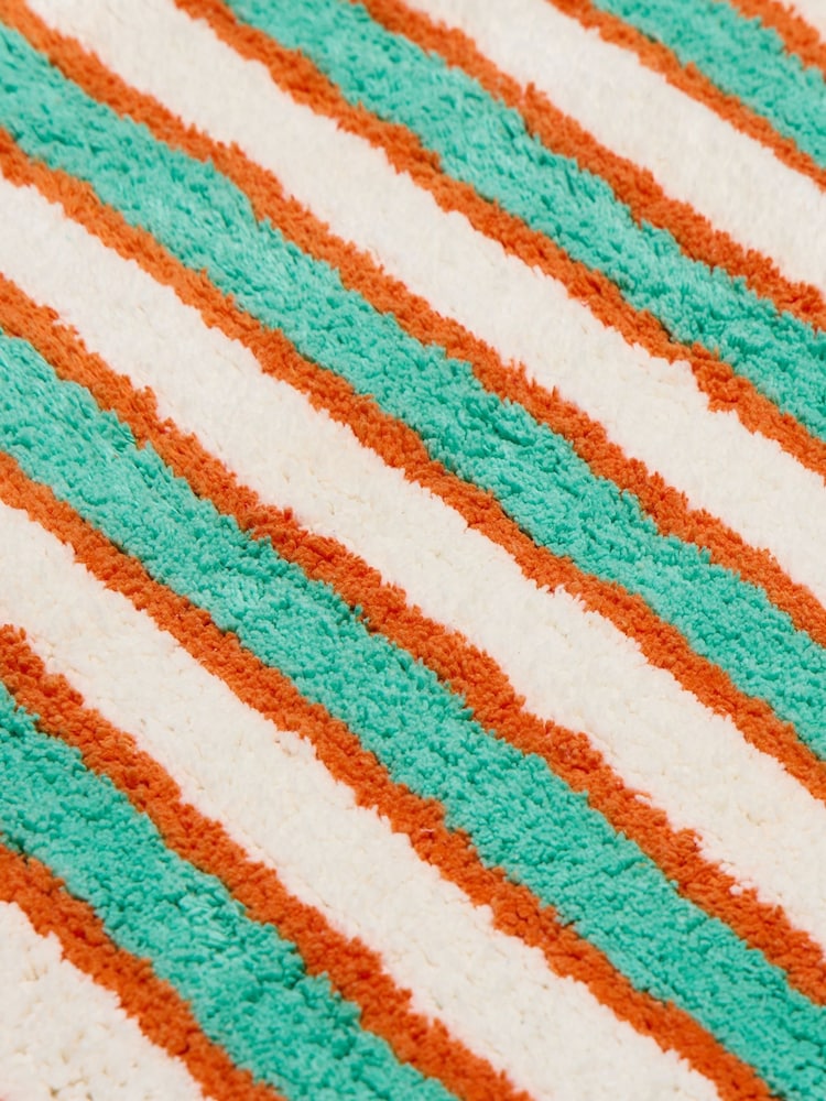 Oliver Bonas Green Striped Bath Mat - Image 4 of 4 Oliver Bonas Green Striped Bath Mat - Image 4 of 4