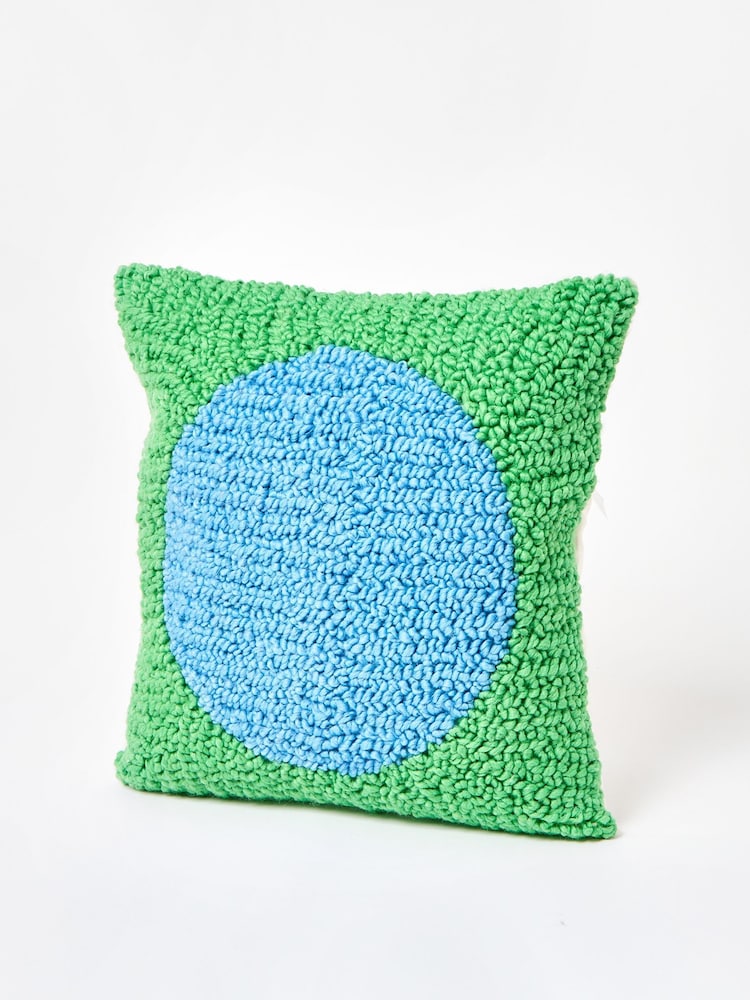 Oliver Bonas Green Circle Boucle Cushion Cover - Image 1 of 3