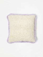 Oliver Bonas Cream Boucle Fringed Cushion Cover - Image 1 of 4