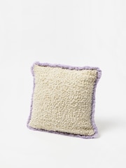 Oliver Bonas Cream Boucle Fringed Cushion Cover - Image 2 of 4