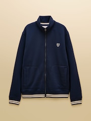 Joules Navy Brushed Cotton Zip Through Track Sweatshirt - Image 10 of 10