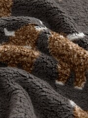 Charcoal Grey Hamish The Highland Cow Print Borg Half Zip Fleece - Image 3 of 3